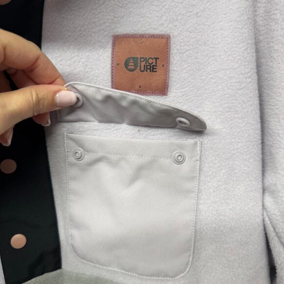 Picture Organic Arcca 1/4 Snap Fleece Sweatshirt Gray Lavender Womens Size Large - Picture 4 of 12